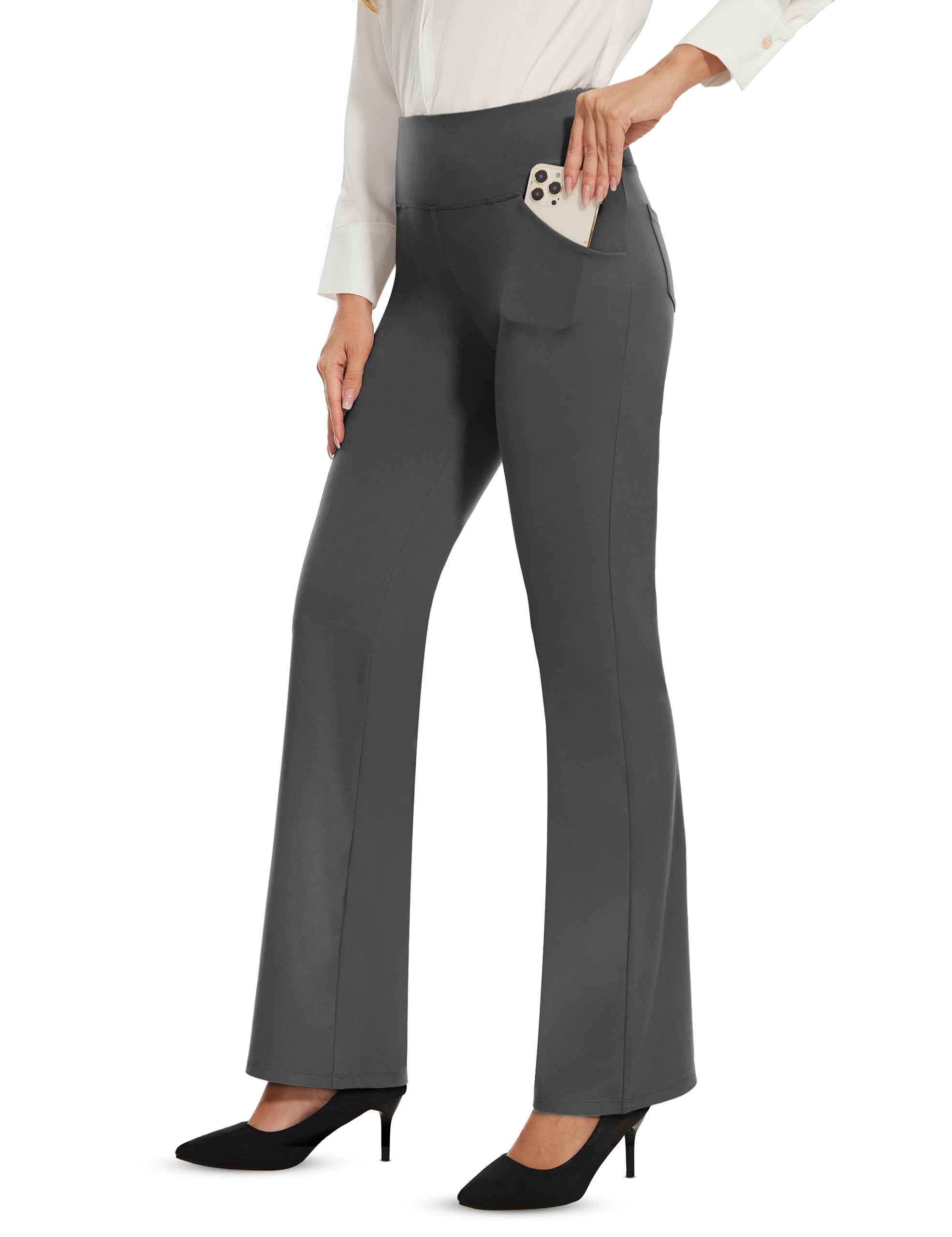 Desol Damen Bootcut Flare Yogahose, Lange Schlaghose mit 4 Taschen, Sporthose, Hohe Taille Stretch Freizeit Jogginghose Arbeitshose Ausgestellte