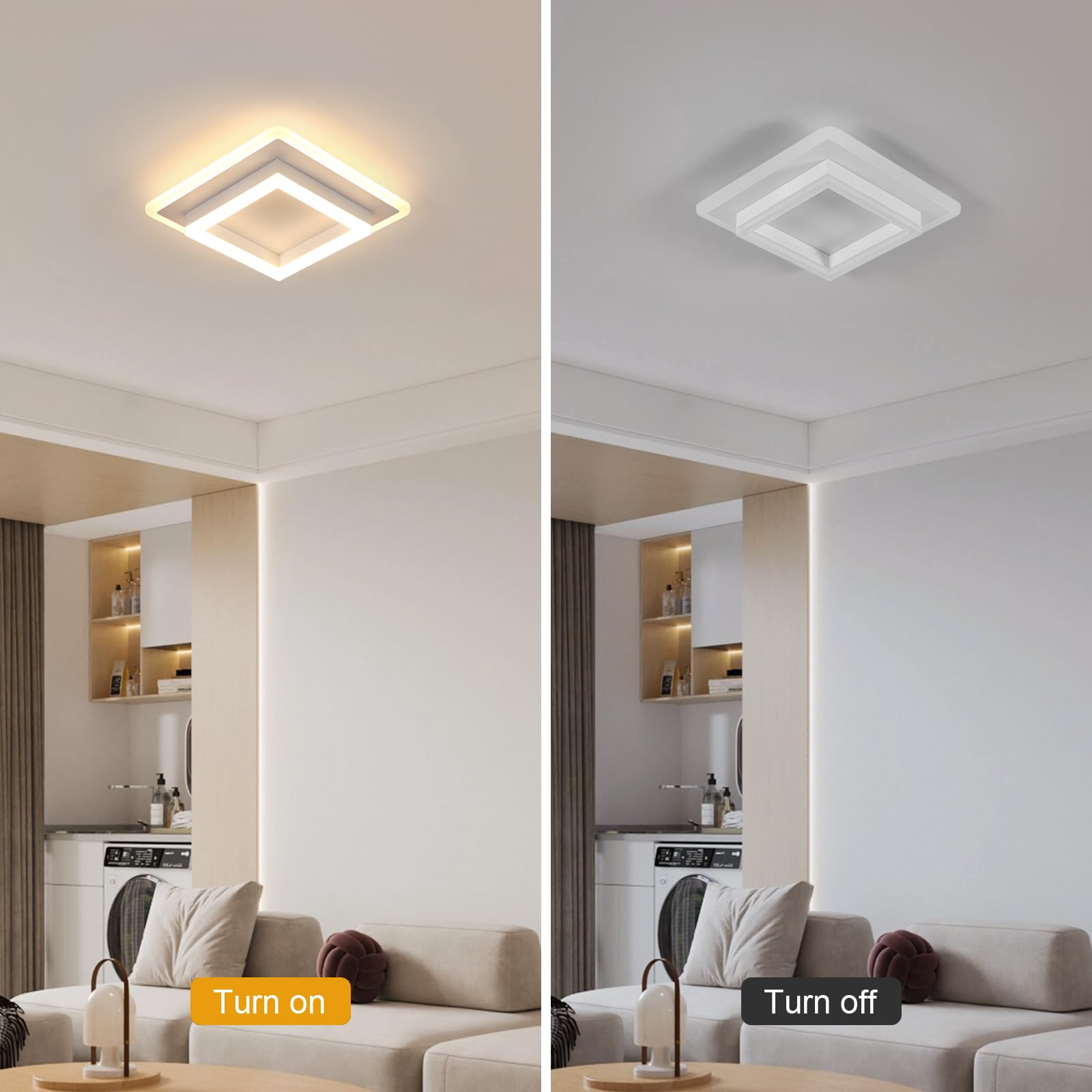 Lámpara de Techo LED, 30W Plafon LED Techo Cuadrada | Luz de Techo Blanca Modernas de Acrílico para Dormitorio Pasillo Cocina, Luz Calida 3000K, 30CM