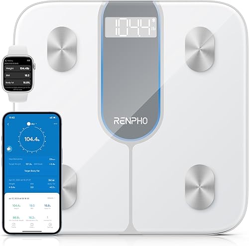 RENPHO Báscula para peso corporal, báscula de baño digital inteligente, báscula de grasa corporal con Bluetooth, monitor electrónico de composición
