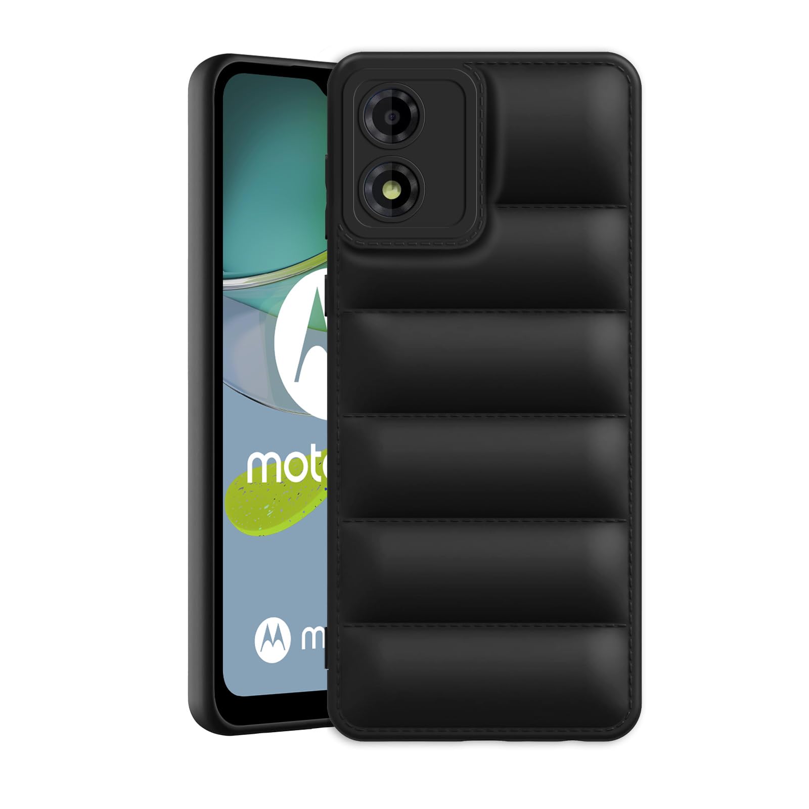 Amazon Brand - Solimo Puffer Case Camera Protection Soft Back Cover for Motorola Moto E13 - Black (B0CV54T9CZ) Amazon Price History, Amazon Price Tracker