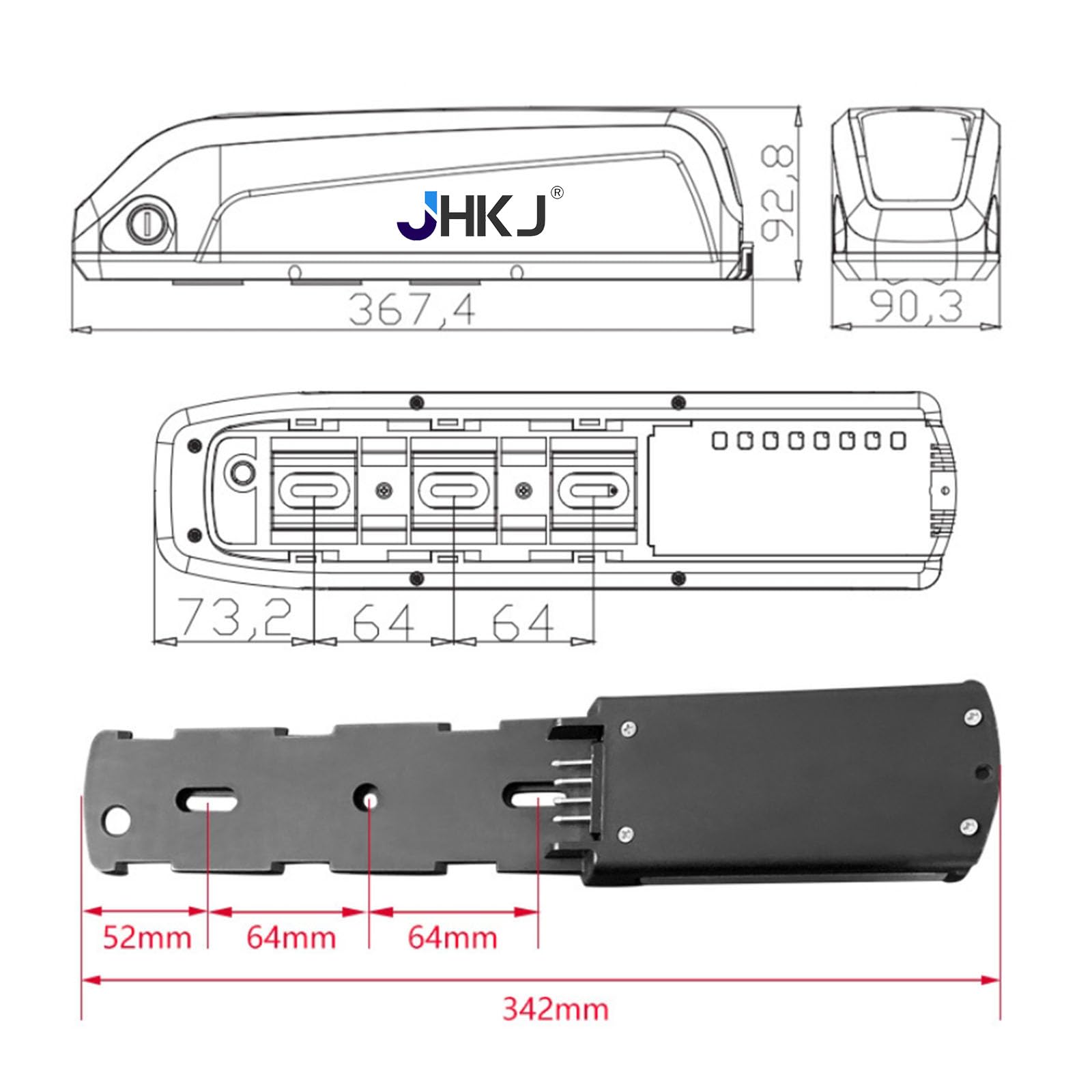 Akumulator litowy 36V 10Ah/12Ah/15Ah/20Ah Akumulator litowo-jonowy 48V 10Ah 12Ah 15Ah 20Ah do zestawów silnikowych 200W 350W 500W 750W 960W Akumulator do rury dolnej z ładowarką