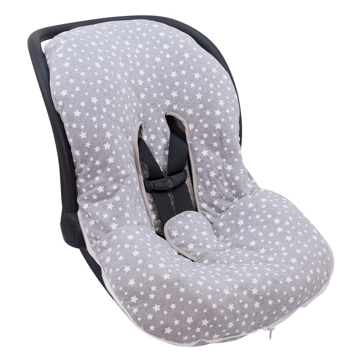JYOKO KIDS Copertina + Sacco universali per Ovetto, navicella o lettino, seggiolino auto compatibile con Römer, per passeggino bebè neneonato fino a 14 mesi (White Star, Cotone)