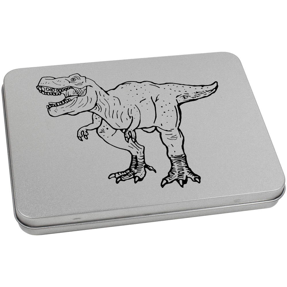 Azeeda 170mm 'T Rex Dinosaur' Metal Hinged Tin/Storage Box (TT00077797)