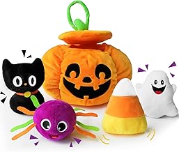 My First Halloween Pumpkin Toys Playset, 5ct Halloween Stuffed Pumpkin Plush Cat Spider Ghost Candy Corn for Baby Girls Boys, for Babies