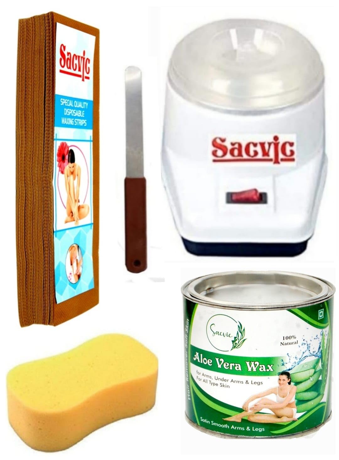 Sacvic Wax Heater Machine, Full Body Aloe vera Wax (550 g), Waxing Strips (Big Size 70 Strips), Wax Applicator Knife and Cleansing Sponge Hair Removal Waxing Kit Combo Set for women | Set of 5 Pieces (B0D76BNT7P) Amazon Price History, Amazon Price Tracker