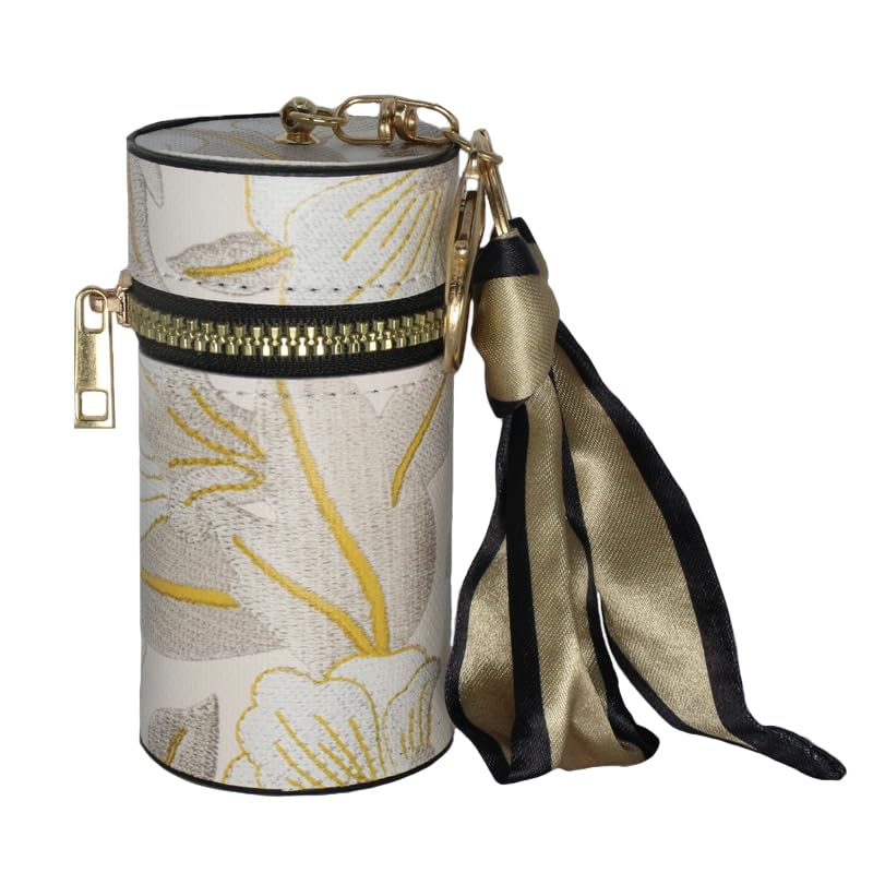 Fashion Wallet Small Clear Flower Portable Earphone Port Red Envelope Car Key Pendant, White