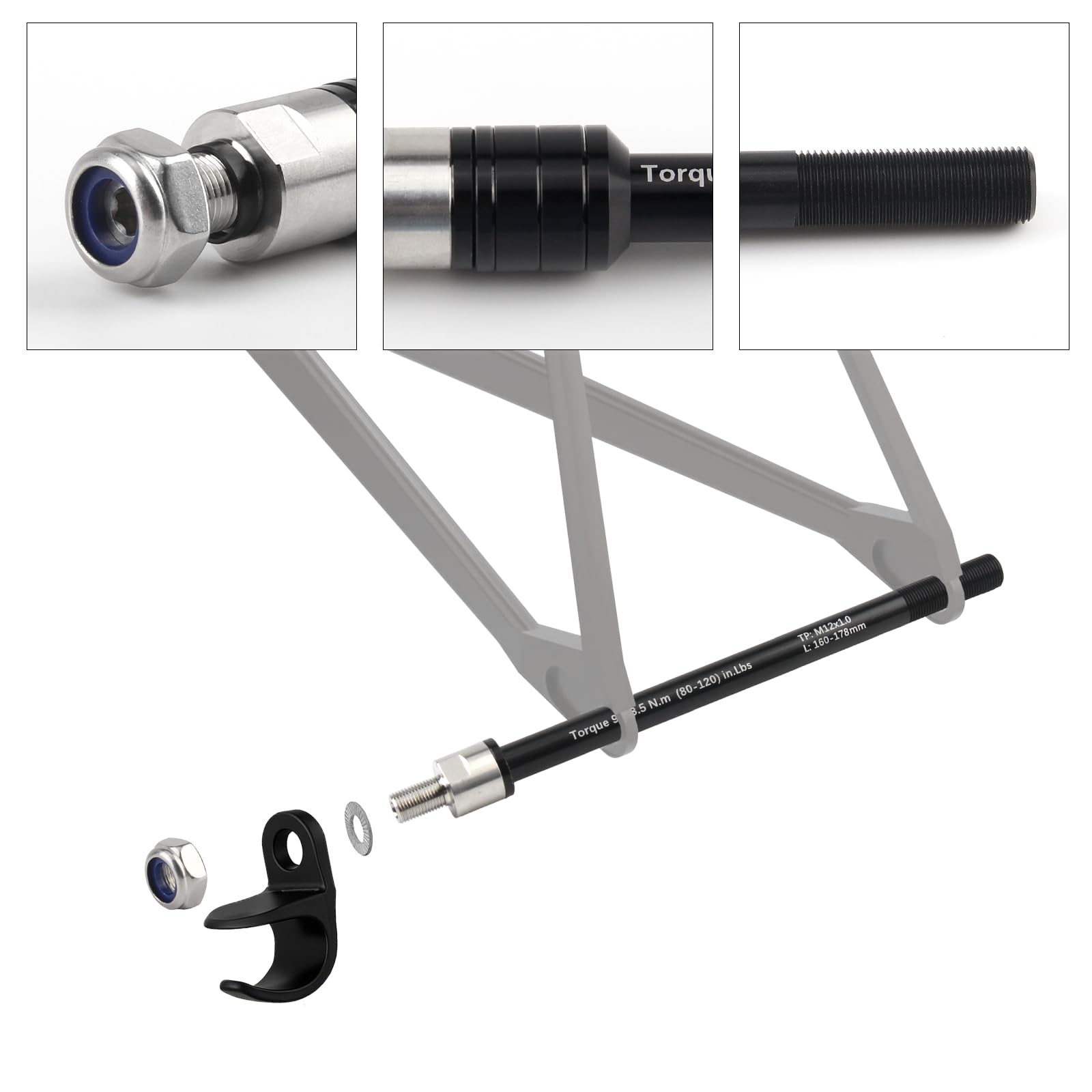 Steckachse Fahrradanhänger Adapter M12 Steckachse mit Fahrrad Achsadapter 160-178 mm Steckachsadapter Einstellbare Schaftlänge Kompatibel mit Den Meisten Fahrradanhänger Kupplungen