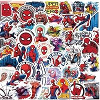 50pcs Spider Stickers, Superhero and Movie Character Decals for Water Bottles, Laptops, School Rewards, Parties (Cartoon Movie Characters)