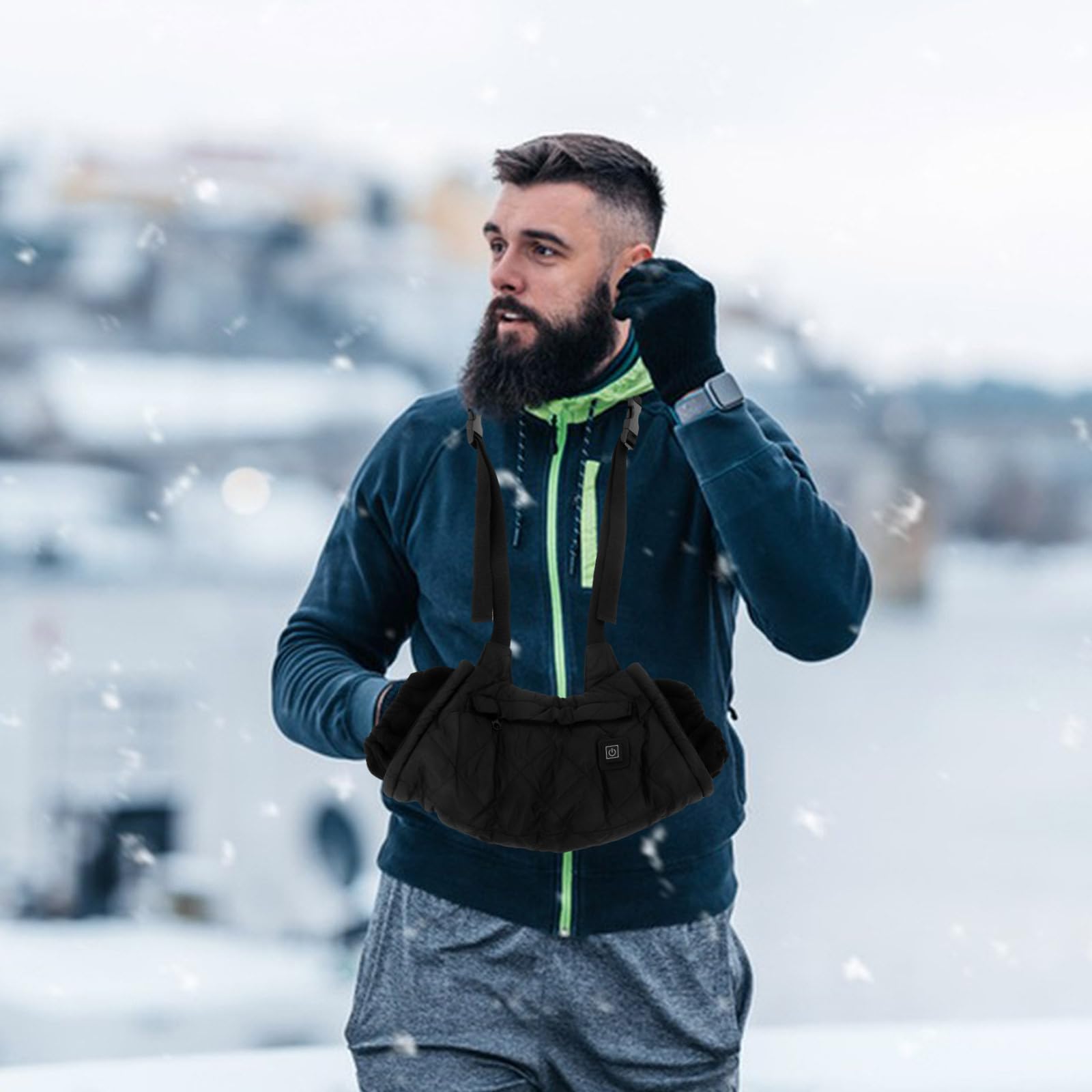 VICASKY Scaldamani Elettrico Portatile Riscaldamento USB in Cotone Trapuntato Nero, Borsa Calda per Freddo e Attività Outdoor