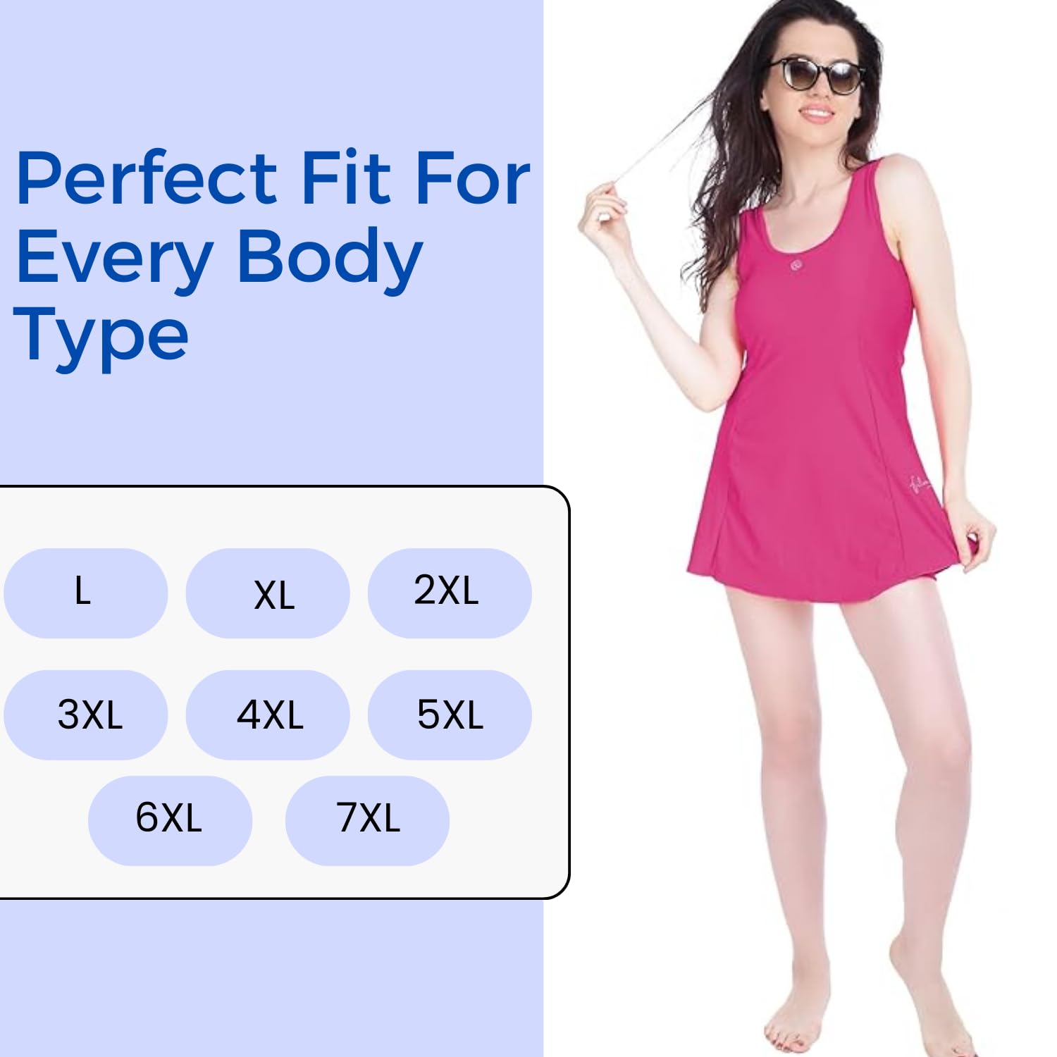 FILMAX® Originals Swimming Costume for Women's One-Piece Beach Wear Sleeveless with Boy Leg Jammer (Rani_3XL) 1
