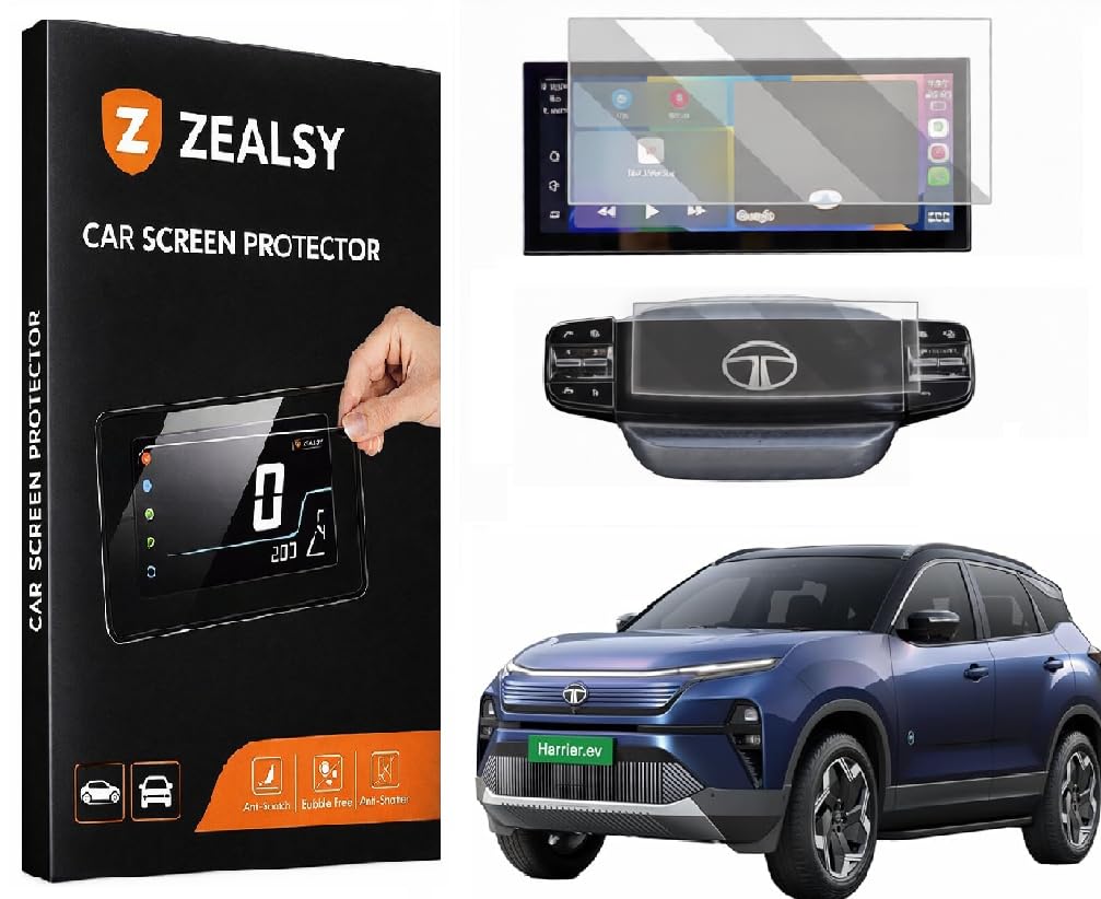 Tata Harrier EV Screen Guard | 10 Inch Infotainment Touchscreen + Digital Steering Protector For ADVENTURE S 2025 2026 Facelift Dashboard Shield Accessories combo (10 Inch Pack Of 2)-image-43