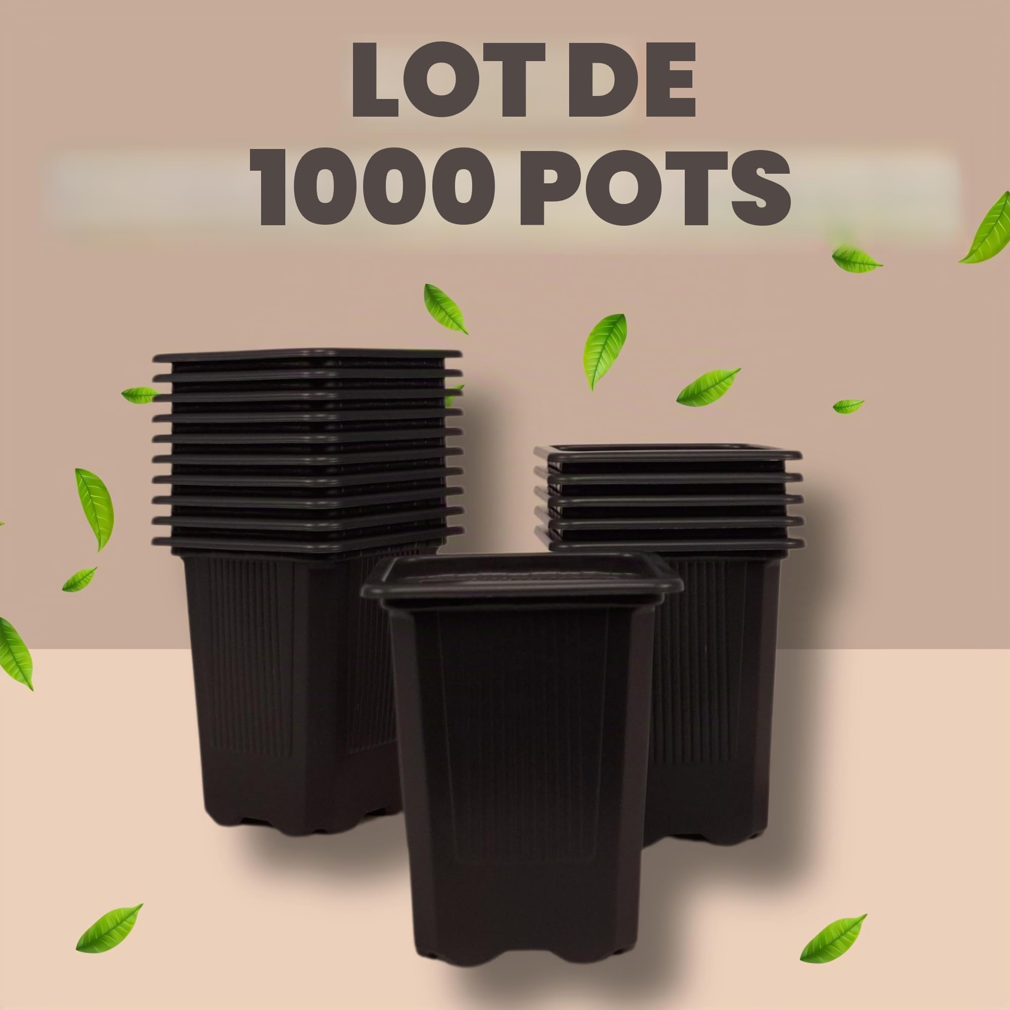 GROWMANIA.ES GROWMANIA Lot de 1000 pots carrés noirs pour plantes 8 x 7 x 7 cm 1000 pots en plastique pour fleurs 8 x 7 x 7 cm Idéal pour l'extérieur et l'intérieur