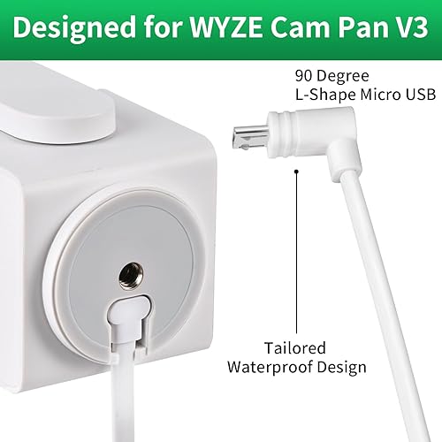 Miniatura 3 de Paquete de 2 cables de extensión de alimentación de 25 pies24.6 ft compatibles con WYZE Cam Pan V3, cable de carga micro USB de 90 grados para tu