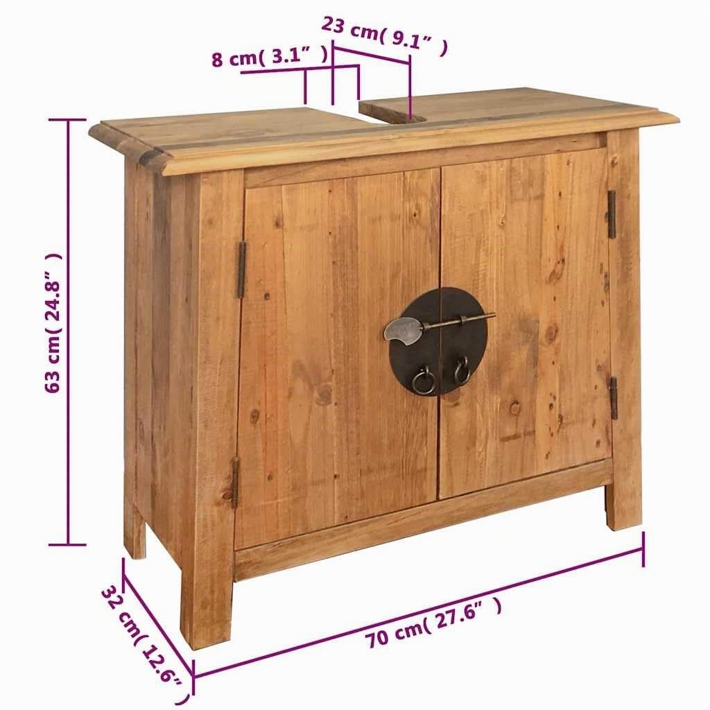 vidaXL Legno Massello di Pino Mobile Sottolavabo Vintage Armadio Arredo Bagno