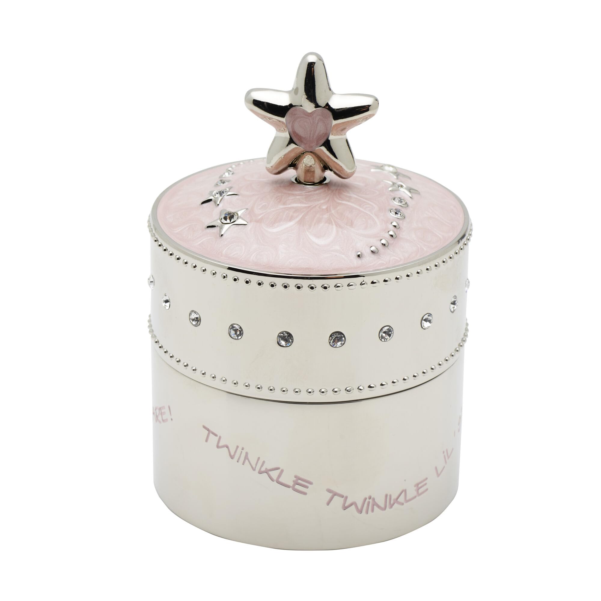 Photo 1 of Wallace Baby Pink Musical Trinket Box - Nickel Plated Twinkle Star Jewelry Box with Soft Fabric Lining, Plays Twinkle Twinkle Little Star, Gift for Baby Shower, Birthday, Girls
