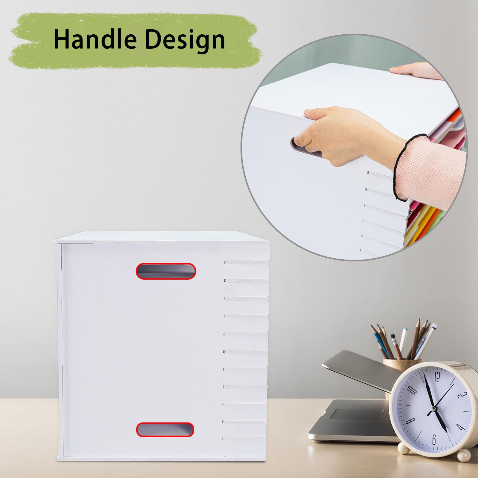 12-Tier Desk Paper Organizer For 8.5x11\" Paper - Scrapbook, A4 Document Storage Rack, White - View #9