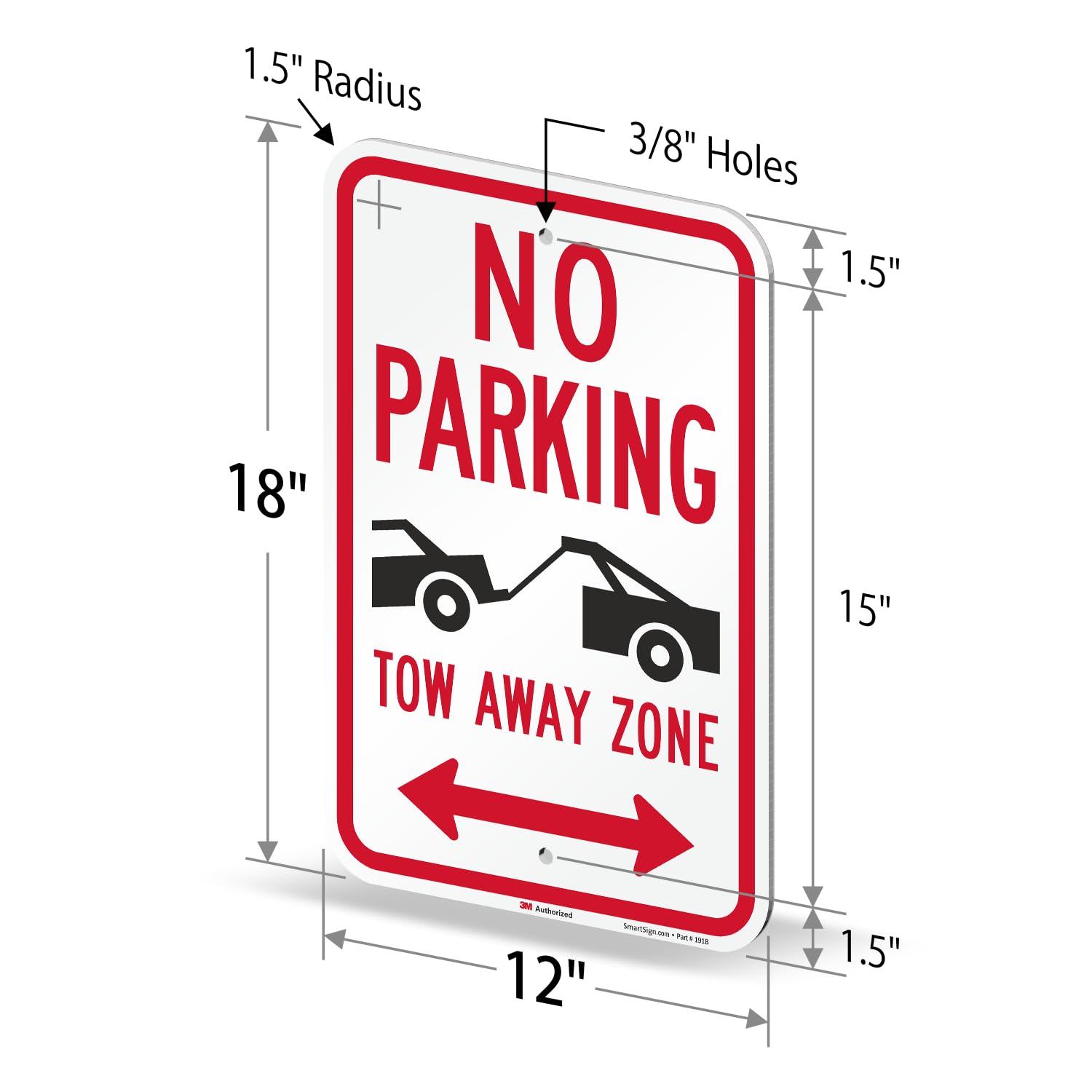 SmartSign"Permit Parking Only - Tow-Away Zone, Max Fine $500" Handicap Parking Sign | 12" X 18" 3M Engineer Grade Reflective Aluminum 18" X 12" K-1473-EG- 12x18-D2 1