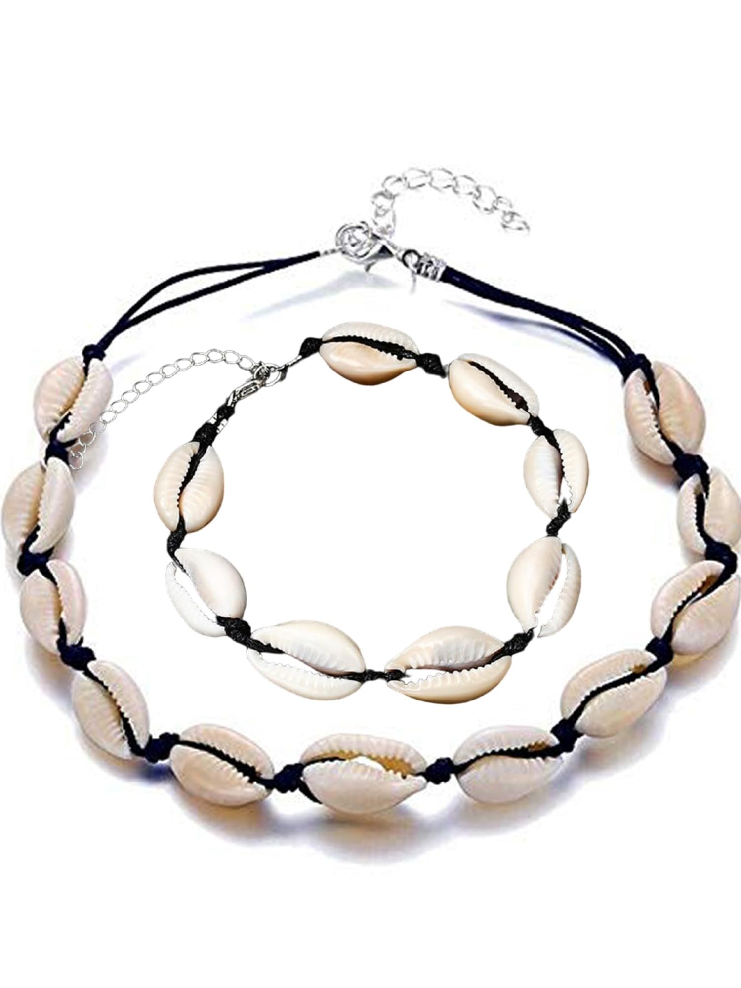 Jewellery White & Black Sea Shell Bohemian Beachwear Fashion Choker Necklace & Anklet For Women & Girls Stylish Latest (AS2S2NYJ110_AOR1)-image-40