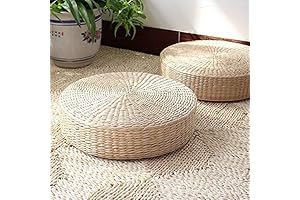 Eco-Friendly Padded Knitted Straw Cushion in Japanese Style