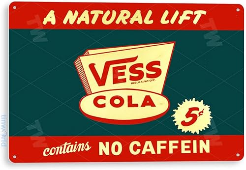 Tinworld Letrero de lata Vess Cola Soda Bar Retro Sign Décor B533