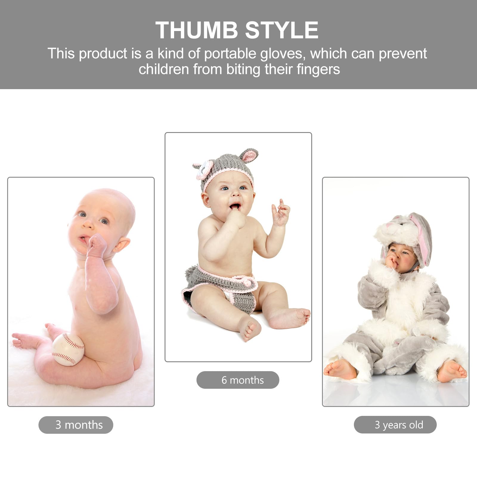 HEMOTON Lot de 2 Paires de Protège-pouces en Nylon Respirant pour Bébés, Arrêt Succion des Doigts, Adapté aux Nourrissons de 6 à 22,5 Kg