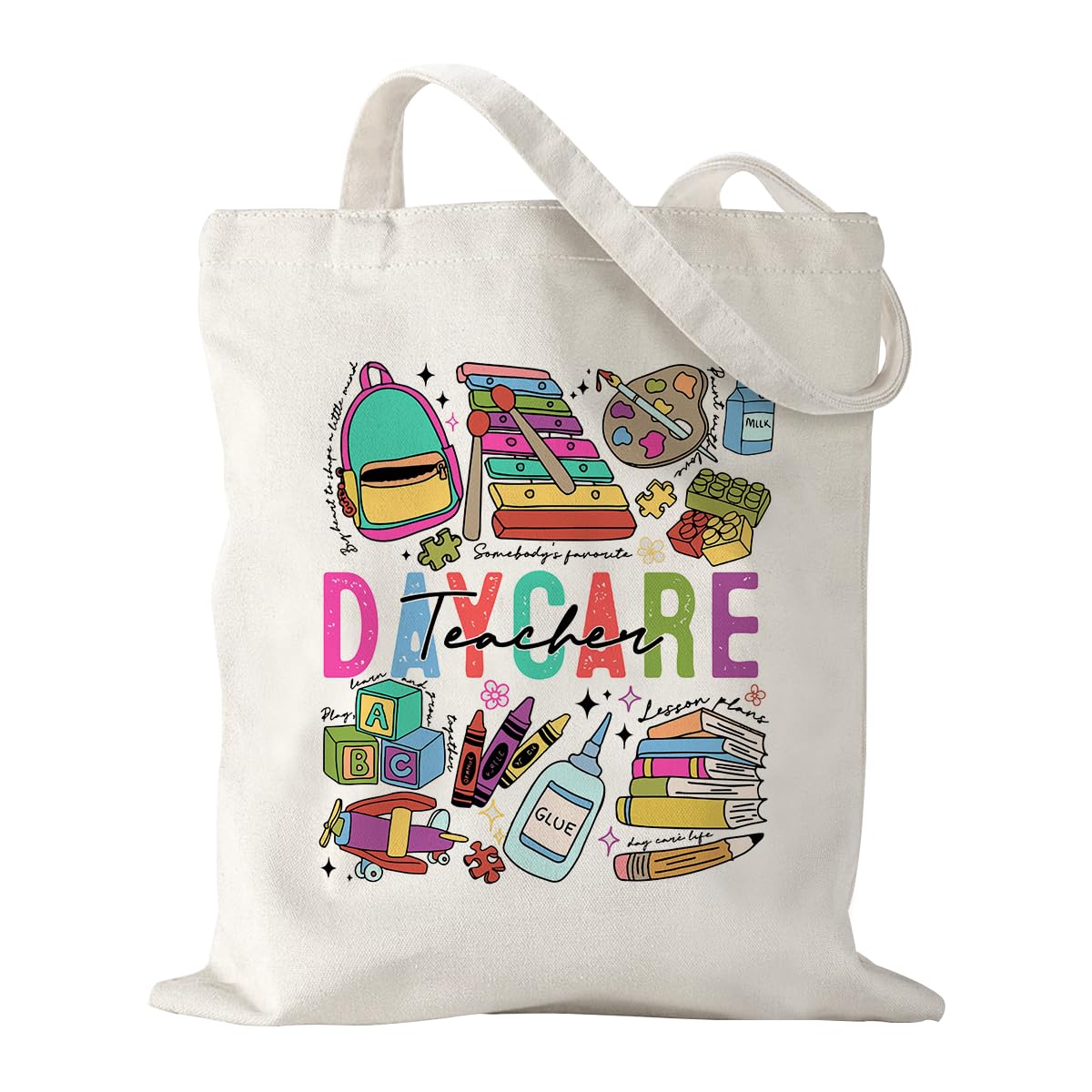 Photo 1 of First Day of Study Tote Bag for Women Daycare Book Canvas Bag Gift for Women Friends Sister Classmate Grocery Shopping Travel Gym Weekender Vacation - Cute Daycare Tote Bags