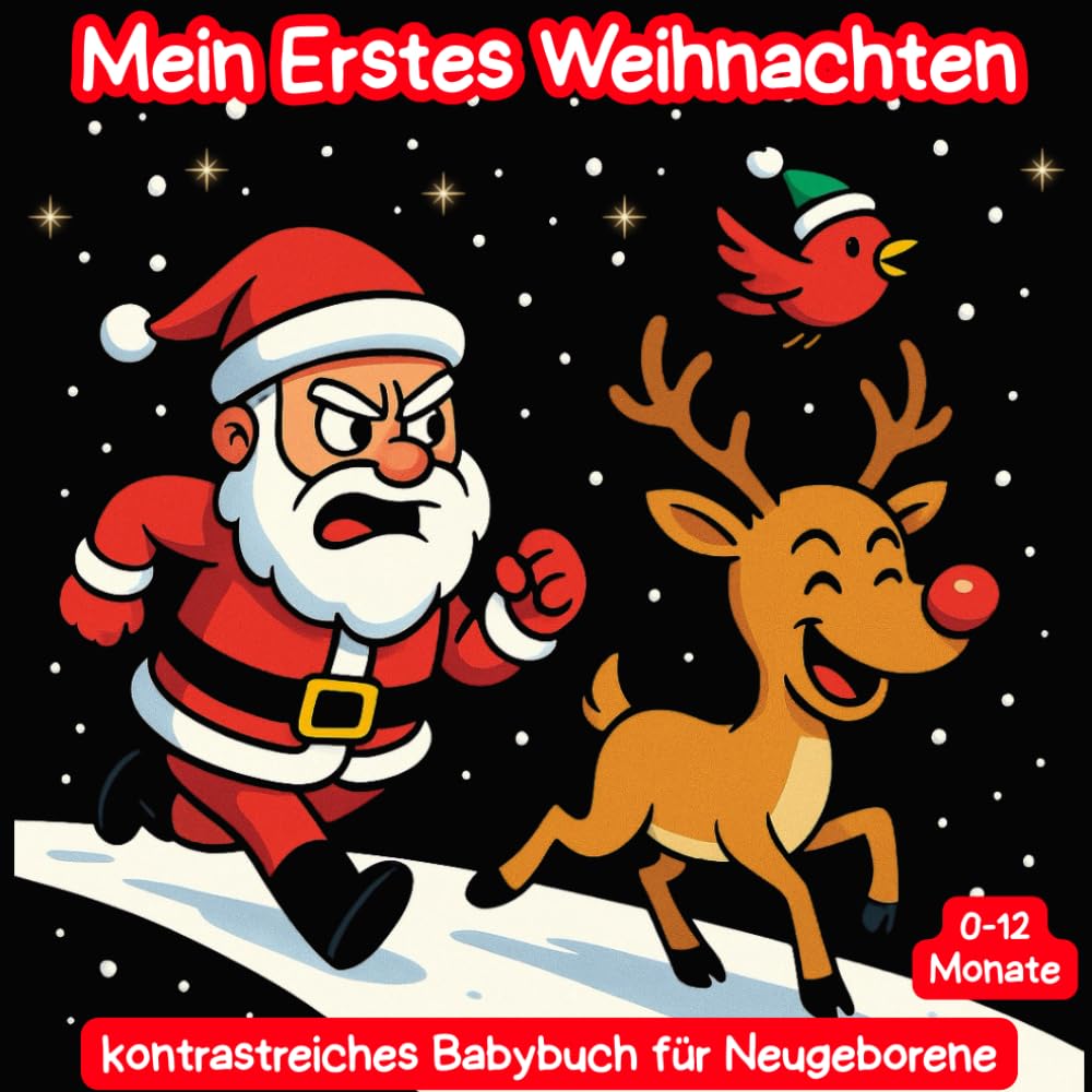 Mein Erstes Weihnachten Kontrastreiches Babybuch für Neugeborene 0-12 Monate: Schlichte Schwarz-Weiß-Bilder zum Thema Weihnachten, perfektes Geschenk für Babys ab der Geburt