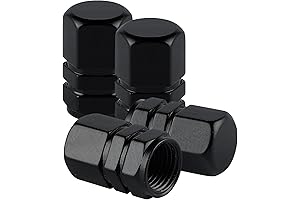 Alpmosn Tire Stem Covers for SUV, Car, Bike, Motorcycle, 4PCS Black Hexagon Shape