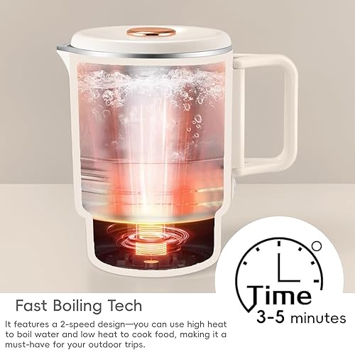 Miniatura 3 de Hervidor eléctrico plegable de alta calidad, apto para viajes, caldera de agua caliente de 21 onzas con para café, té y bebidas instantáneas, diseño