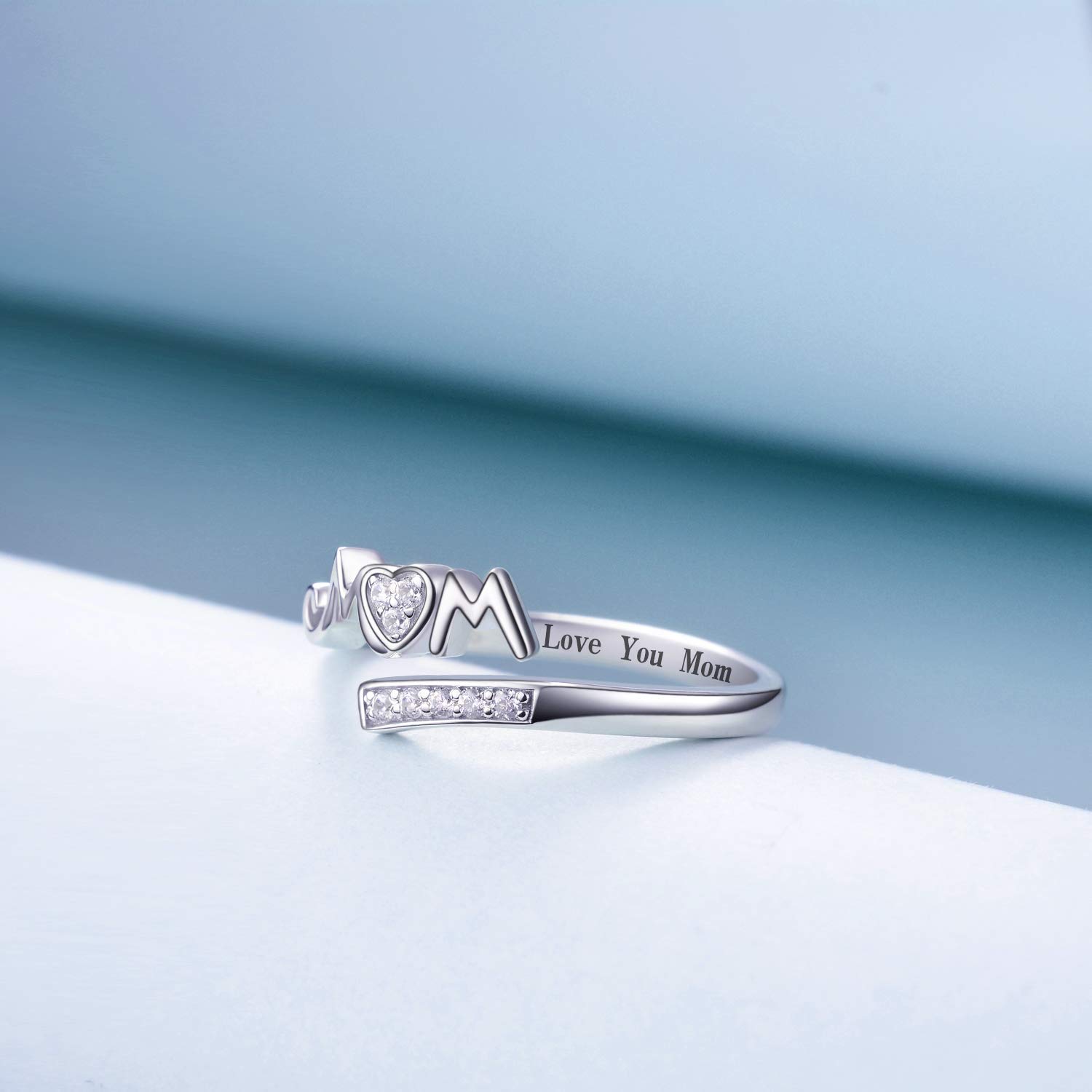 YAFEINI Mamma anelli in argento Sterling 925 con anelli per mamme e mamme, gioielli per donne, Metallo