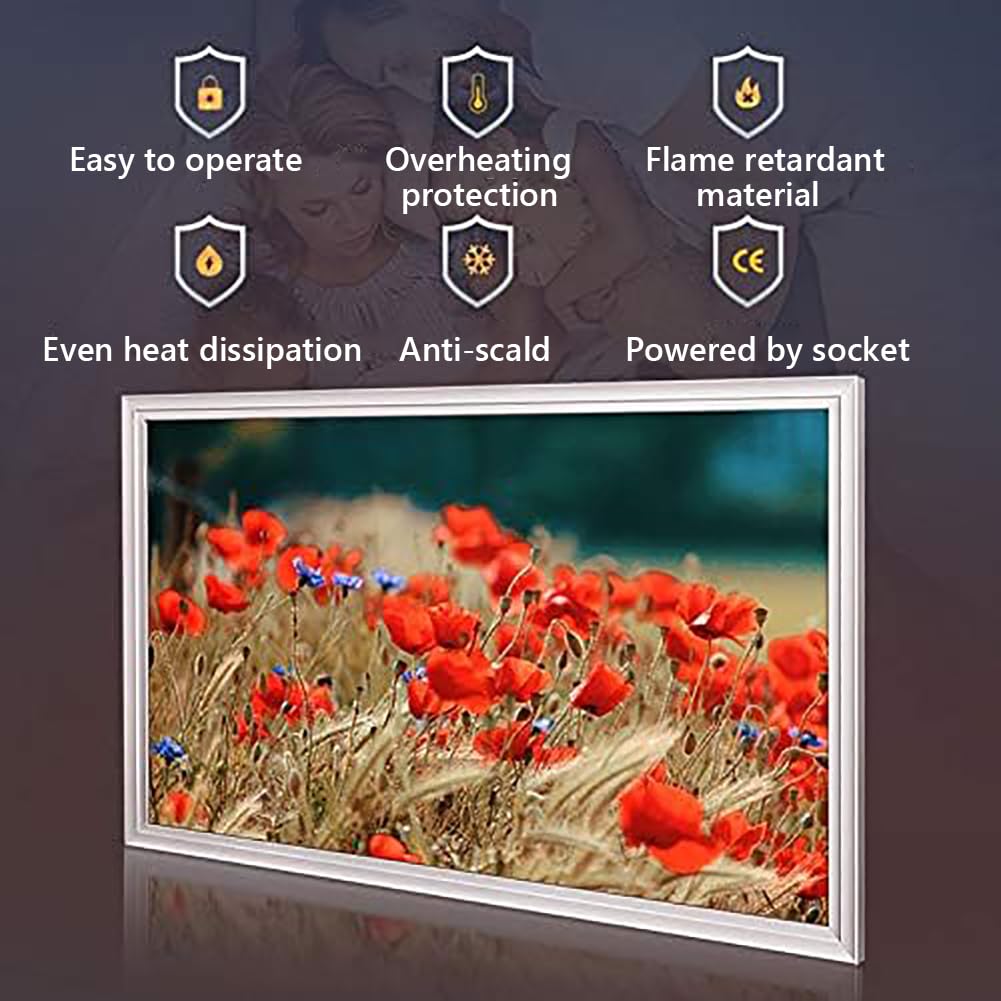 Calentador De Espacio Decorativo De 1000 W, Calentador Montado En La Pared, Decoración De Pared De Cristal De Carbono, Panel Cálido, Consumo De Bajo Energía,H