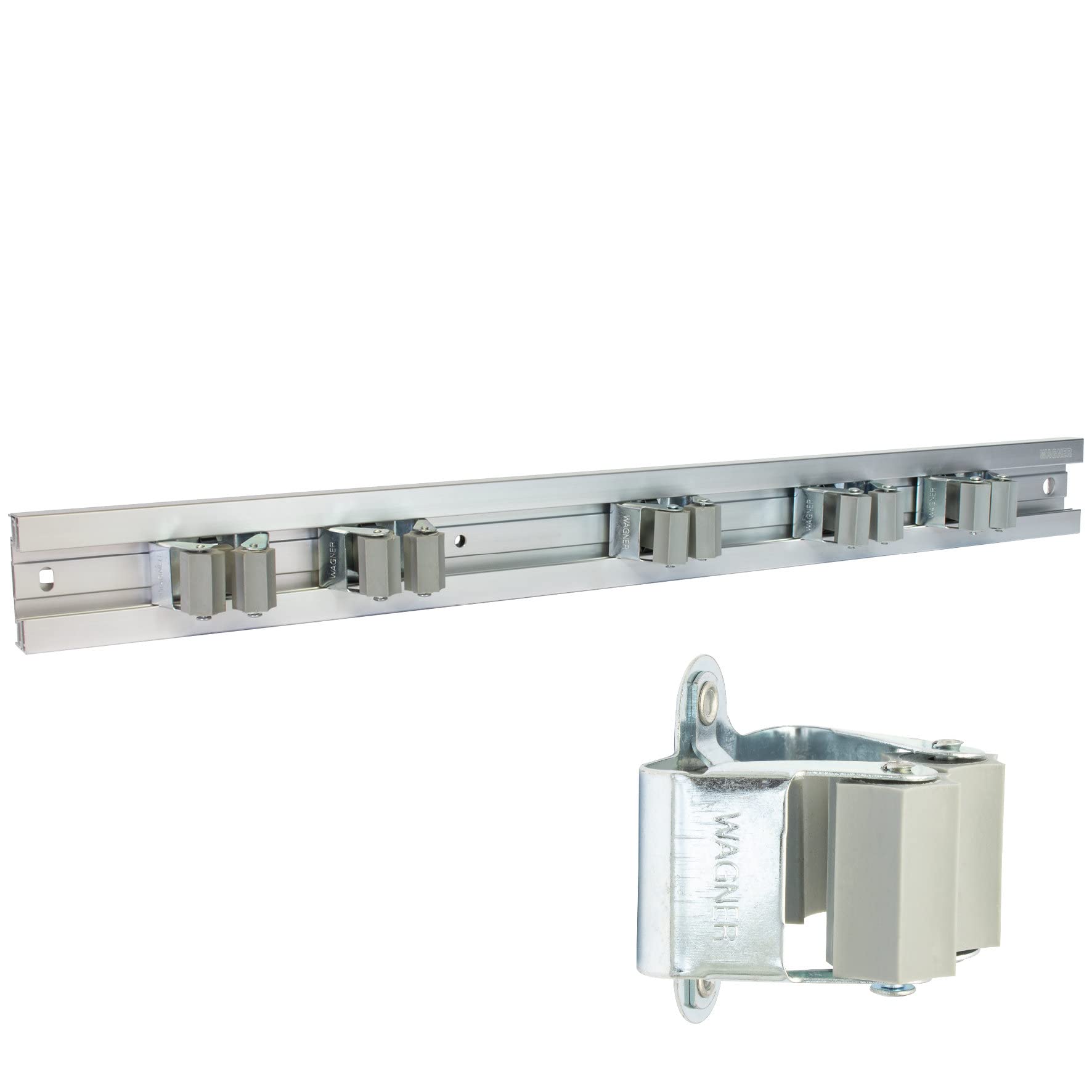 WAGNER, hooks4tools, Tool Holder, Clips & Rail EXTENDABLE, 600-1170 x 55 mm, 5 Clips 52 x 40 x 37 mm, Made of Aluminium