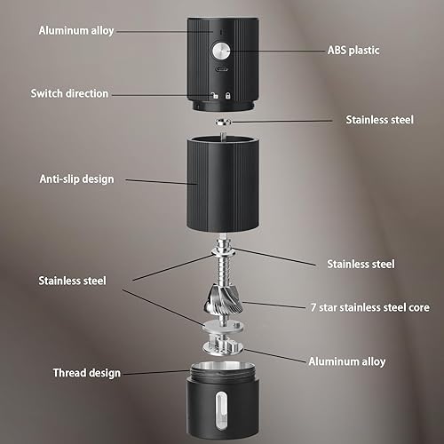 Miniatura 4 de Molinillo de café eléctrico portátil con rebabas cónicas con 45 ajustes ajustables, molinillo de café inalámbrico para expreso, hogar, viajes,