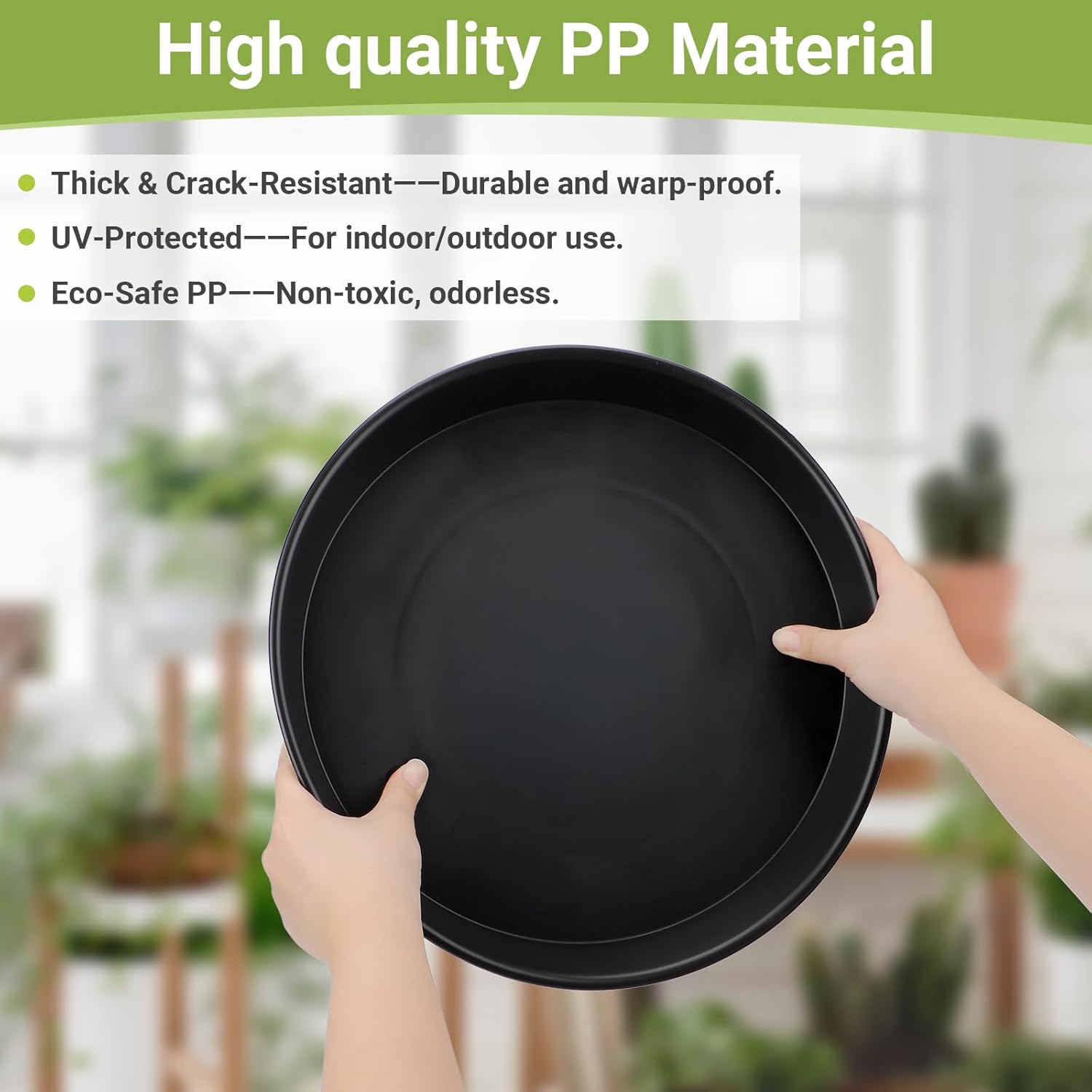 GREANER 14 Inch Round Flower Pot Saucers, 2 Packs of Large Plant Saucer Indoors No Holes, Planter Trays and Saucers, Bird Bath Bowls