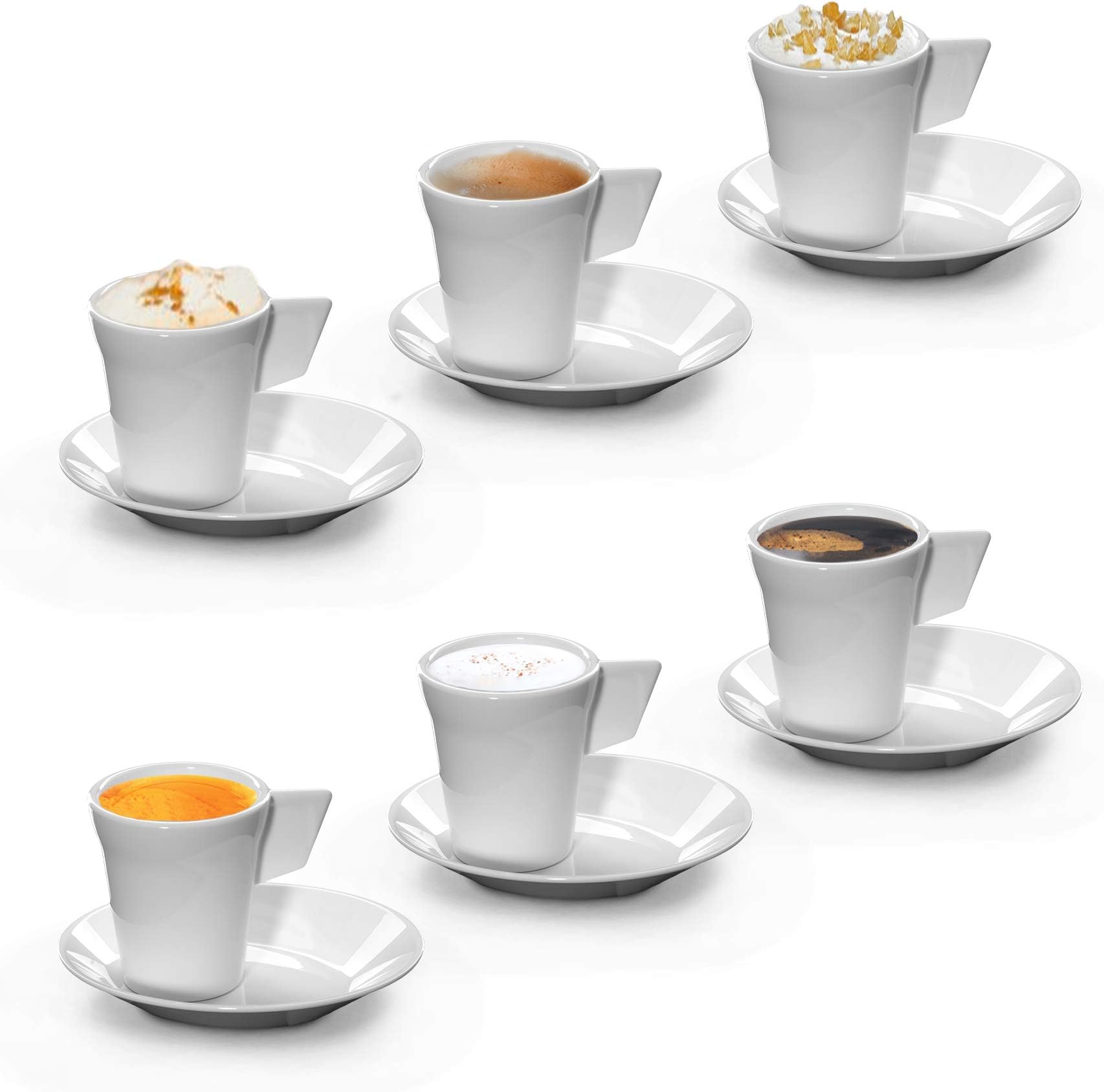 RB Plastic Expresso Coffee Cup with Saucer White Premium Unbreakable Reusable 7cl, Set of 6