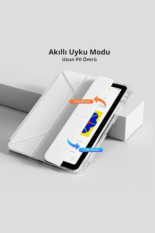Fuchsia Galaxy Tab S10 FE Plus ile Uyumlu 13.1 inç Kalem Bölmeli Standlı Tri Folding Tablet Kılıfı