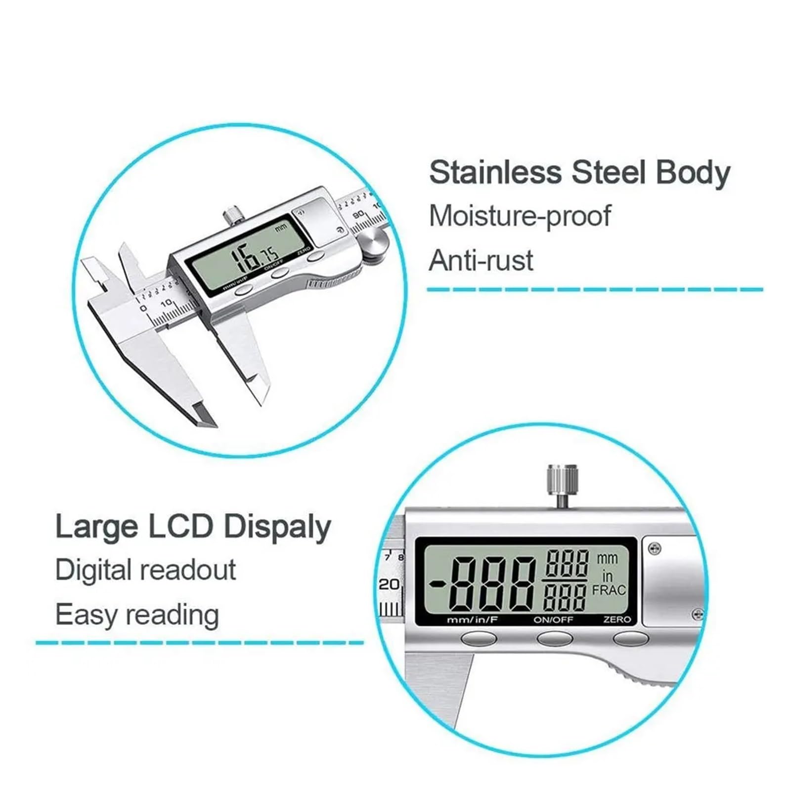 Calibradores Vernier Calibrador Digital De Metal Herramienta Medición Instrumento 6 "150 Mm NíTido Y FáCil De Leer