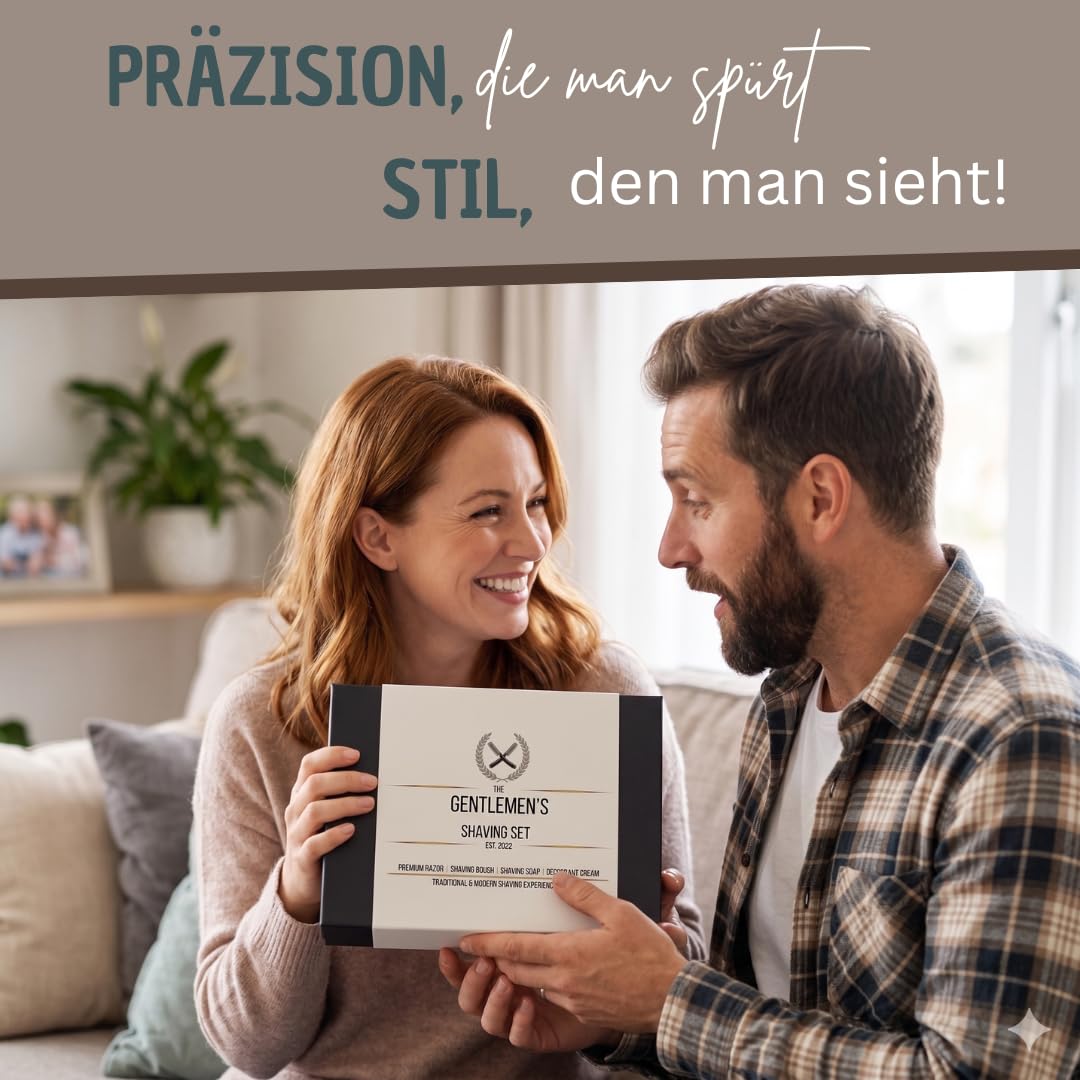 Rasierset Für Manner - Sicherheitsrasierer, Ständer, Schale, Rasierseife, Deo Mouse Creme, Echthaar Rasierpinsel, Geschenkbox Herren - Geschenke Für Männer