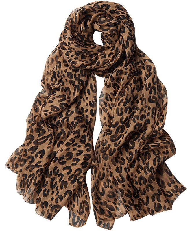 Lightweight Leopard Chiffon Scarfs for Women - Fashion Floral Print Scarves Shawl Head Wraps Bandana