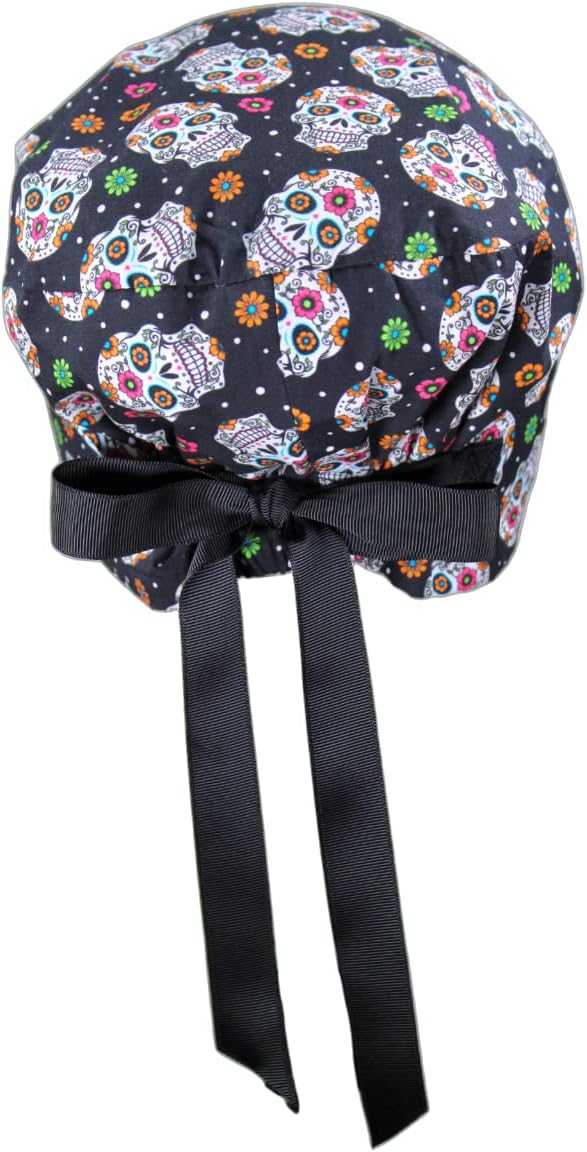 Euro Style Scrub Cap for Women & Men with Ribbon Ties & Buttons, Head Cover for Long or Short Hair image 3