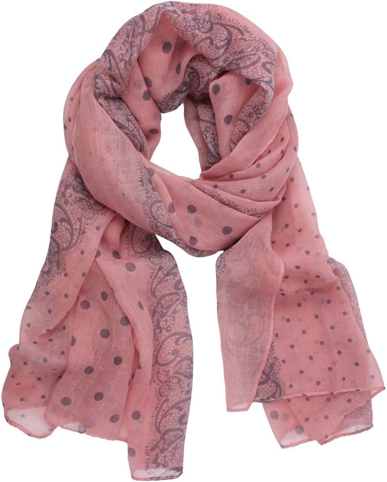 niceeshop(TM) Fashion Women Lady Polka Dot Lace Print Fluid Quality Paris Yarn Autumn and Winter Long Shawl Scarf-Pink