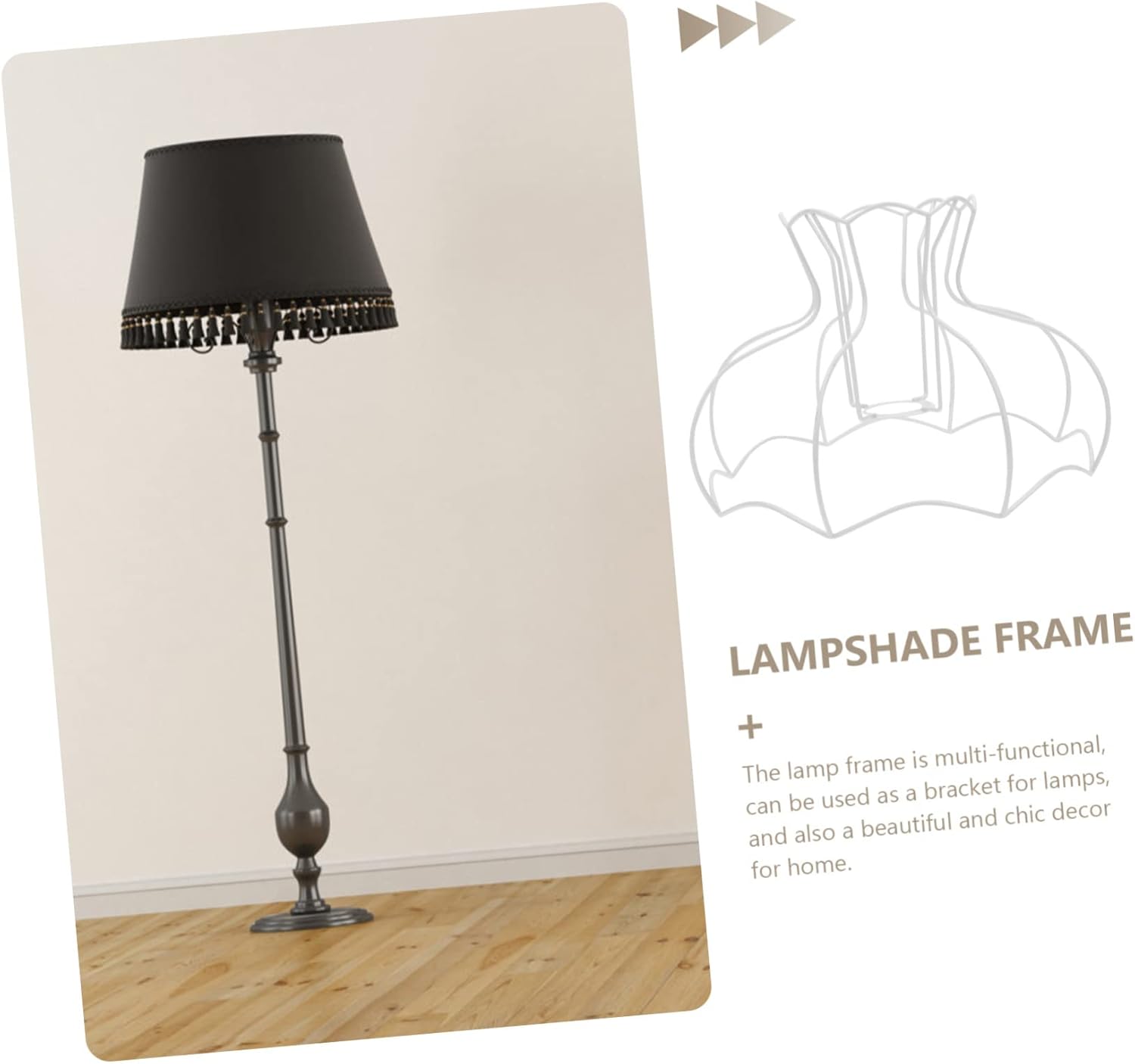 Lurrose Iron Lampshade Frame DIY Chandelier Lamp Holder for Home Medium Vintage Style Lamp Shelf Durable Wire Frame for Restaurant Coffee Shop Lighting Projects