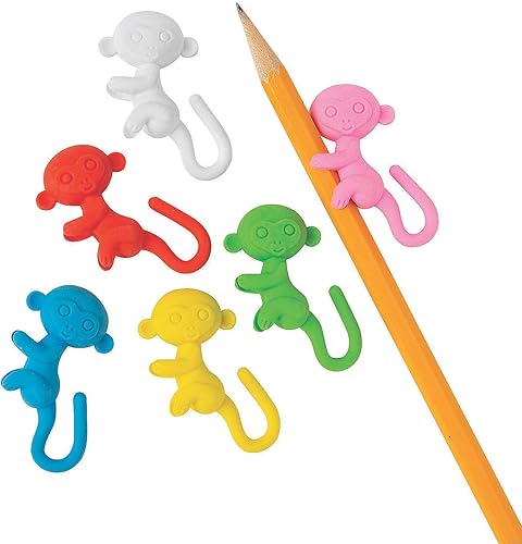 Fun Express Borradores de mono para lápices Suministros para el aula, recuerdos de fiesta y regalos Suministros para la escuela bíblica de