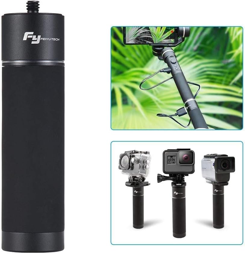 FeiyuTech FY Feiyu Handle Charger Power Pack Reach Pole Extension Bar for G6 Plus/ G6/ G5/ SPG/ WG2/ Vimble 2 Gimbal Stabilzer for GoPro Hero 6/5/4/3+ w/EACHSHOT Cleaning Cloth