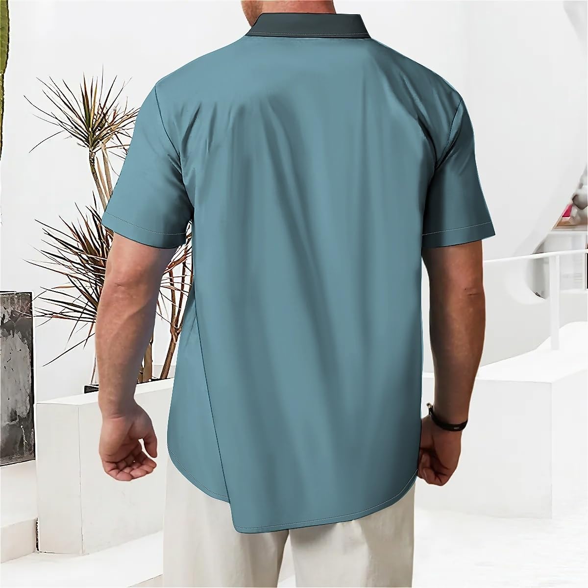 Retro Mens Soft Shirts Printed Bowling Holiday Short Sleeve Button-Down Casual Hawaiian Shirt