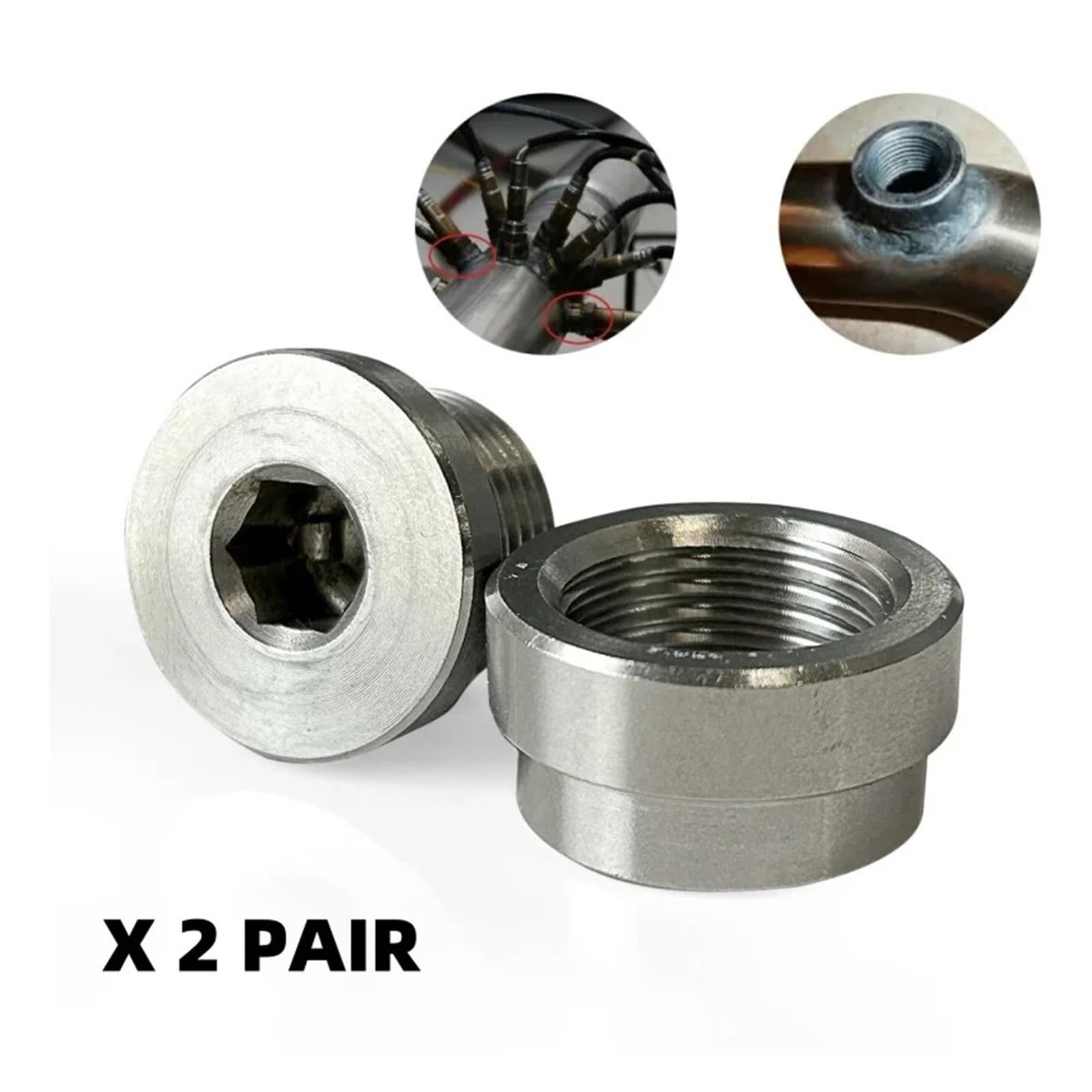 Partikelsensor 2 Paar O2-Sauerstoffsensorstopfen M18 X 1,5 Auspuff-Lambda-Bossenmutter Für Anschweißen Aus Edelstahl 304 Stickstoffoxid NOx Sensor