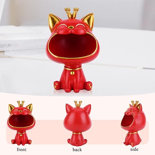 Miniatura 3 de Cuenco para llaves para mesa de entrada, estatua de gato de la suerte para oficina, escritorio, decoración del hogar