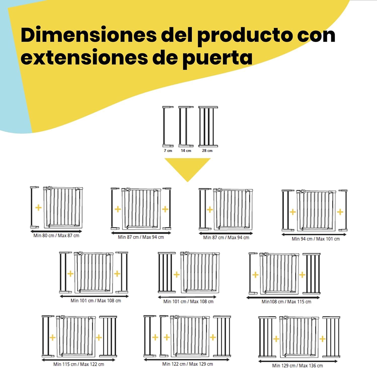 Safety 1st SecureTech, Barrera Seguridad Niños Escalera Presión, 73–80cm (máx. 136cm), Valla Seguridad Infantil Fácil Cierre, Abertura con 1 Mano, Sin Tornillos (Sin Taladros), Doble Bloqueo, Blanca