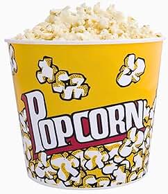 Balde de Pipoca para Cinema, 18cm x 18cm, 3 Litros, Plástico, Reutilizável, ideal para assistir séries, filmes, futebol