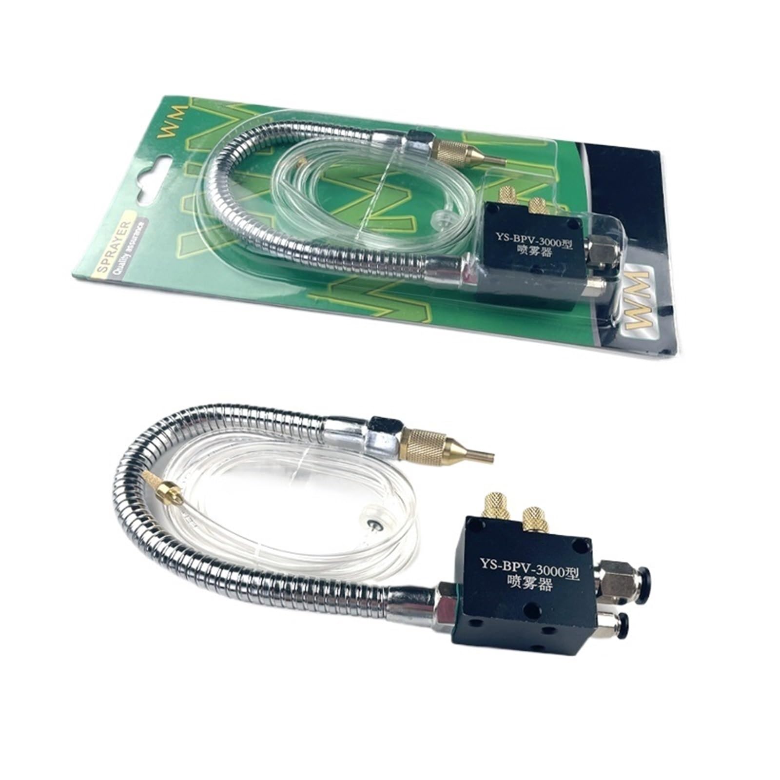 1 pulverizador de lubricación refrigerante for torno CNC, fresadora, taladro y máquina de grabado con tubo de entrada de aire de 8 mm y tubo de entrada de aceite de 4 mm.(Metal Hose)